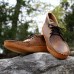 Men's Tan Distressed Batwing With Canoe Sole