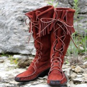 Women's Suede Knee High With Bull Hide Canoe Sole